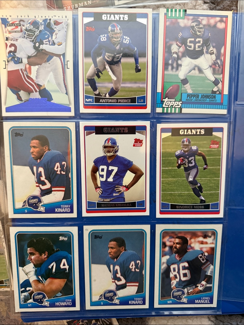 New York Giants Football Card Lot - Blue Team Cards